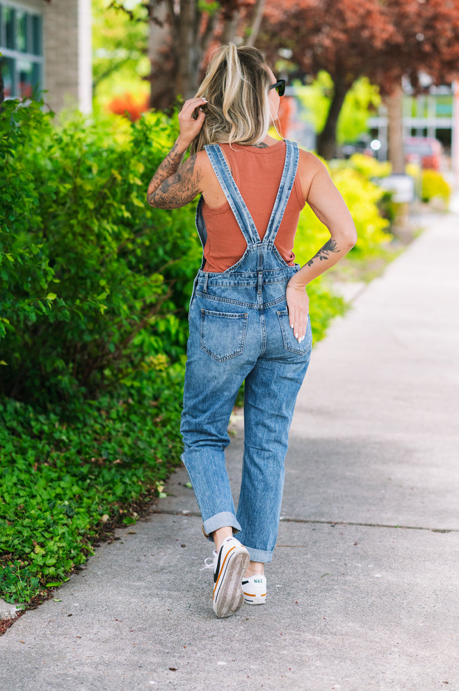 Krista Distressed Relaxed Fit Overall Jeans