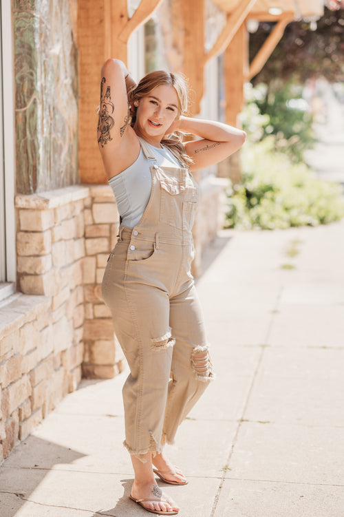 High Rise Crop Overalls