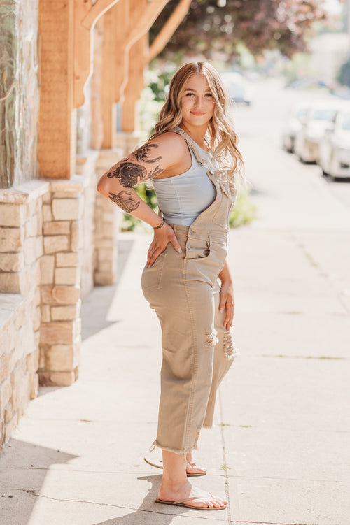 High Rise Crop Overalls