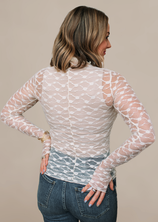 Ivory Lace Long Sleeve Top