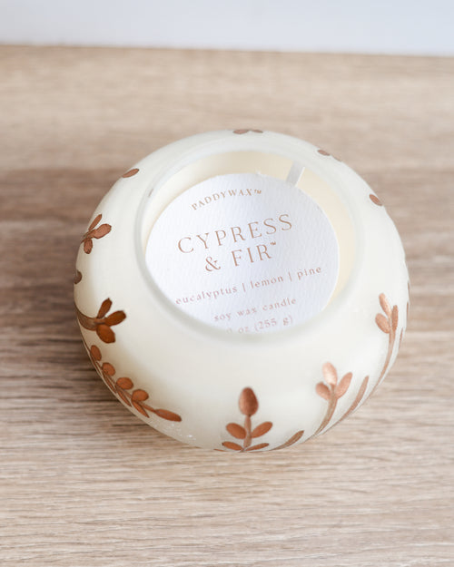 Frosted White Glass Candle 9 oz *in-store only*
